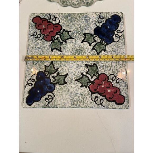 Sip & Serve Wine Set Bottle Caddy Wine Butler Cheese Cracker Plate Stoneware - Picture 4 of 7